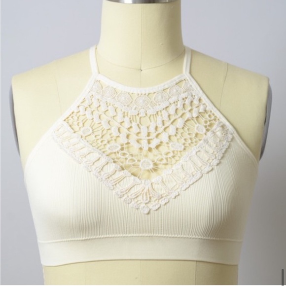New Amazing Crochet Detailed Pull Over Bralette Bra Top Brami Crop Top - Picture 7 of 11
